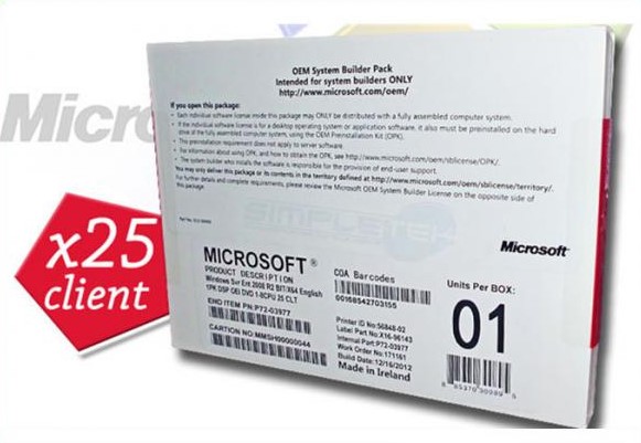 25cals που 64 DVD μπιτ συσκευασίας Microsoft Windows cOem χωρίζουν 2008 επιχειρηματικά παράθυρα R2 χωρίζουν την επιχείρηση 25 R2 λογισμικό χρηστών