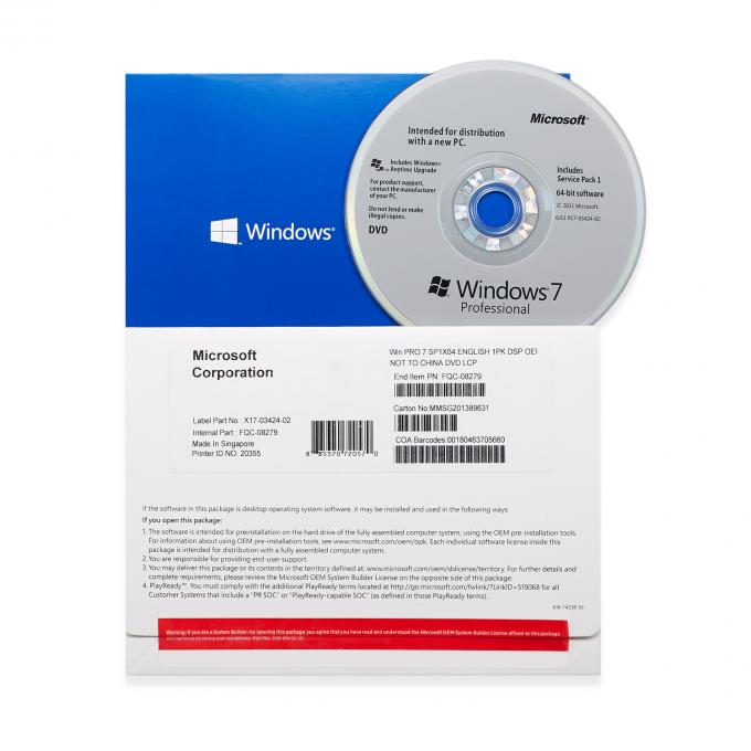 Το σφαιρικό λογισμικό υπολογιστών Microsoft Windows 7 επαγγελματικό και εγχώριος cOem με DVD Microsoft κερδίζει 7